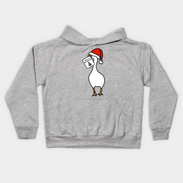 White Goose in Hat Steals Christmas Card Kids Hoodie by ellenhenryart